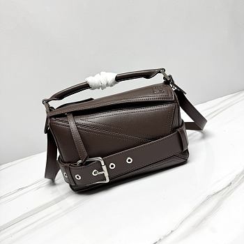 Large Puzzle Biker bag in shiny calfskin Brown Size 24x10.5x16.5cm