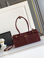 Prada Burgundy Prada Bonnie Medium Suede Handbag Size 32x15.5x12cm - 1