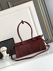 Prada Burgundy Prada Bonnie Medium Suede Handbag Size 32x15.5x12cm - 6