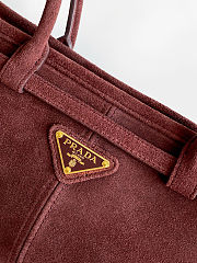 Prada Burgundy Prada Bonnie Medium Suede Handbag Size 32x15.5x12cm - 2