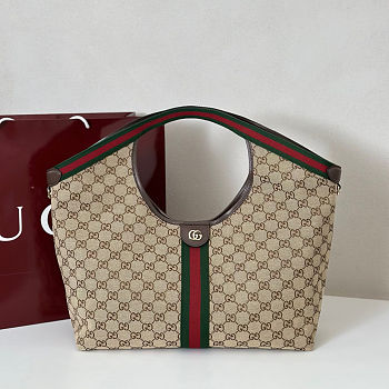 Gucci Giglio large tote bag in beige and brown GG canvas Size 60x47x16cm