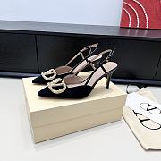 Valentino Garavani 85mm VLogo Signature Slingback Pumps in Black - 3