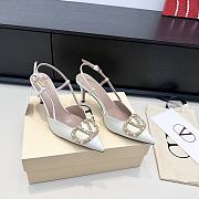 Valentino Garavani 85mm VLogo Signature Slingback Pumps in White  - 1