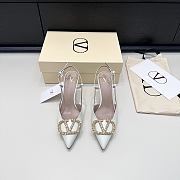 Valentino Garavani 85mm VLogo Signature Slingback Pumps in White  - 6