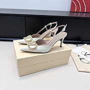 Valentino Garavani 85mm VLogo Signature Slingback Pumps in White  - 5