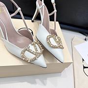 Valentino Garavani 85mm VLogo Signature Slingback Pumps in White  - 3