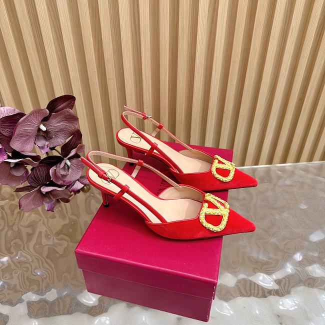 Valentino Garavani 85mm VLogo Signature Slingback Pumps in Red - 1