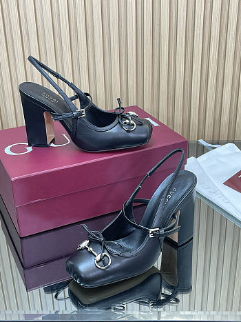 Women's Gucci Horsebit slingback pump in black leather 