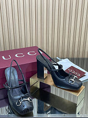 Women's Gucci Horsebit slingback pump in black leather  - 6