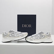 DIOR Unisex CD Shoes B30 Low-Top Sneaker Gray Mesh and White Technical Fabric - 3