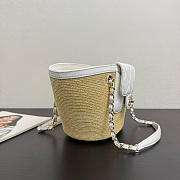 Chanel Small Shopping Tote Bag Beige Raffia and White Lambskin Light Gold Hardware - 6
