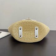 Chanel Small Shopping Tote Bag Beige Raffia and White Lambskin Light Gold Hardware - 4