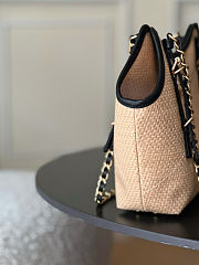 Chanel 25S Maxi Hobo Tote Shopping Tan Straw With Black Trim Bag Size 31cm - 5