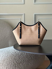 Chanel 25S Maxi Hobo Tote Shopping Tan Straw With Black Trim Bag Size 31cm - 3