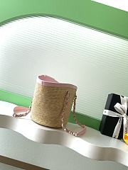 Chanel Large Shopping Tote Bag Beige Raffia and Light Pink Lambskin Light Gold Hardware - 6