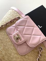 Chanel Large Shopping Tote Bag Beige Raffia and Light Pink Lambskin Light Gold Hardware - 4