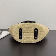 Chanel Small Shopping Tote Bag Beige Raffia and Black Lambskin Light Gold Hardware - 5