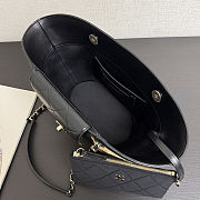 Chanel Small Shopping Tote Bag Beige Raffia and Black Lambskin Light Gold Hardware - 4