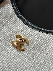 Chanel Maxi Shopping Bag Braided Raffia, Calfskin & Gold-Tone Metal White & Black - 4
