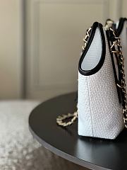 Chanel Maxi Shopping Bag Braided Raffia, Calfskin & Gold-Tone Metal White & Black - 5