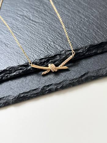 Tiffany Knot Pendant in Yellow Gold with Diamonds Necklace