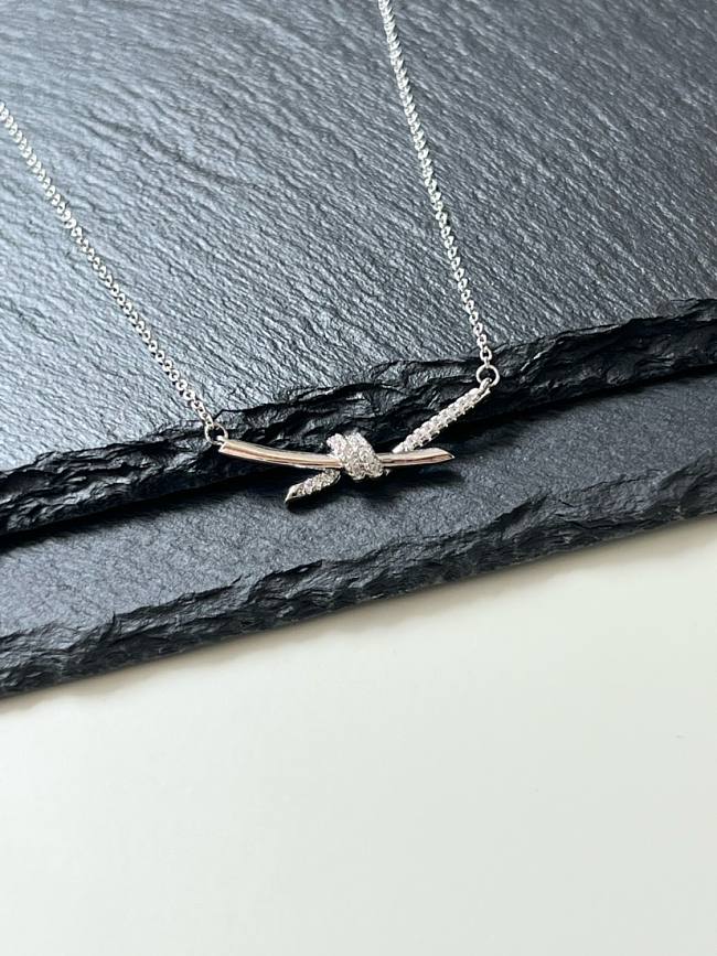 Tiffany Knot Pendant in White Gold with Diamonds Necklace - 1
