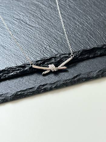 Tiffany Knot Pendant in White Gold with Diamonds Necklace
