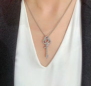 Tiffany Knot Medium Key Pendant in Platinum with Diamonds Necklace - 2