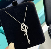 Tiffany Knot Medium Key Pendant in Platinum with Diamonds Necklace - 4