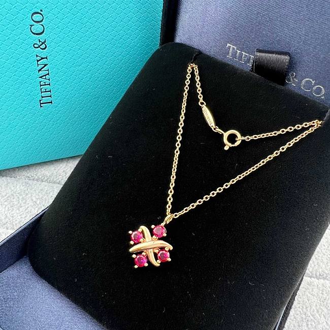 Tiffany Pendant in Yellow Gold with Rubies Necklace - 1