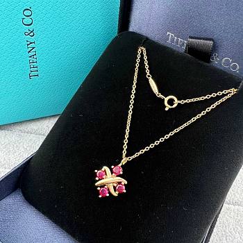 Tiffany Pendant in Yellow Gold with Rubies Necklace