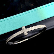 Tiffany T T1 Wide Diamond Hinged Bangle in White Gold - 1