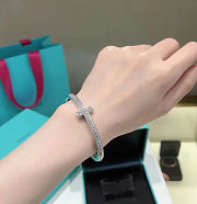 Tiffany T T1 Wide Diamond Hinged Bangle in White Gold - 4