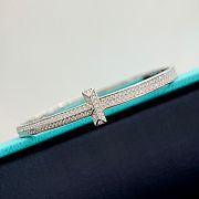 Tiffany T T1 Wide Diamond Hinged Bangle in White Gold - 5