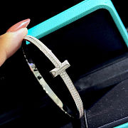 Tiffany T T1 Wide Diamond Hinged Bangle in White Gold - 6