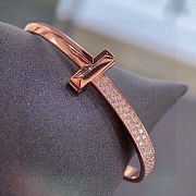 Tiffany T T1 Wide Diamond Hinged Bangle in Rose Gold - 1