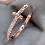Tiffany T T1 Wide Diamond Hinged Bangle in Rose Gold - 2