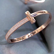 Tiffany T T1 Wide Diamond Hinged Bangle in Rose Gold - 3