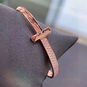 Tiffany T T1 Wide Diamond Hinged Bangle in Rose Gold - 5