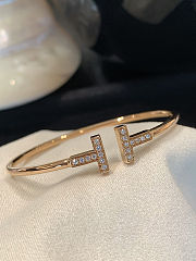 Tiffany T Wide Diamond Wire Bracelet in Rose Gold - 1