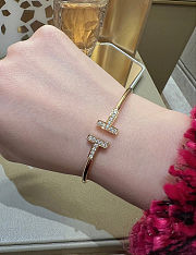 Tiffany T Wide Diamond Wire Bracelet in Rose Gold - 3