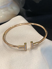 Tiffany T Wide Diamond Wire Bracelet in Rose Gold - 5