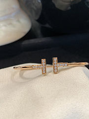 Tiffany T Wide Diamond Wire Bracelet in Rose Gold - 6