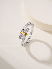 Tiffany Edge Bypass Ring in Platinum and Yellow Gold with Diamonds - 1