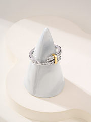 Tiffany Edge Bypass Ring in Platinum and Yellow Gold with Diamonds - 2
