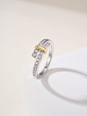 Tiffany Edge Bypass Ring in Platinum and Yellow Gold with Diamonds - 3