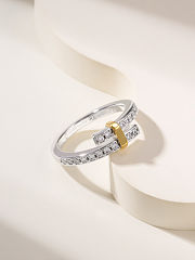 Tiffany Edge Bypass Ring in Platinum and Yellow Gold with Diamonds - 4