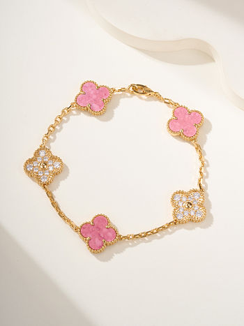 Vca Pink & Gold Bracelet Vintage Alhambra 18K