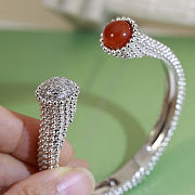 VCA Perlée couleurs bracelet medium model 18K Silver Carnelian Diamond - 3