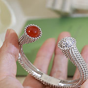 VCA Perlée couleurs bracelet medium model 18K Silver Carnelian Diamond - 4
